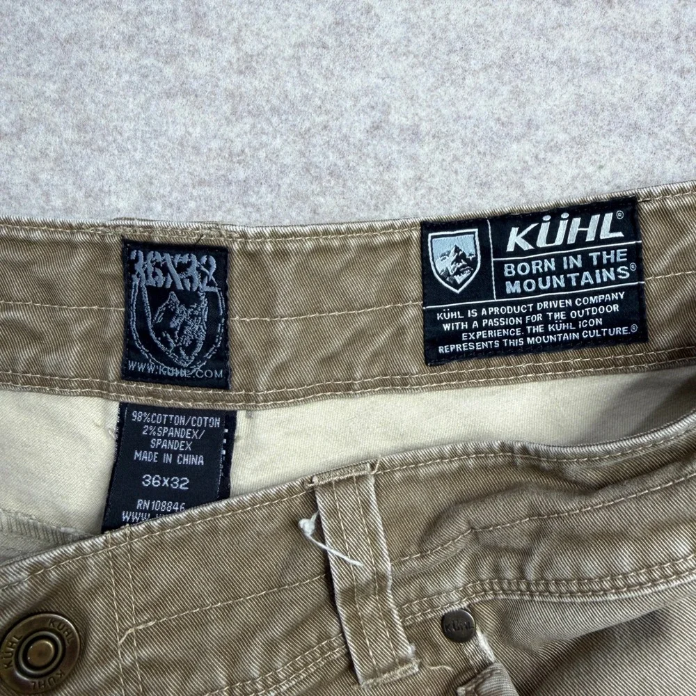 Kuhl Rydr Pants Mens 36x32 Khaki Tan Articulated Work Hiking Outdoor RN108846